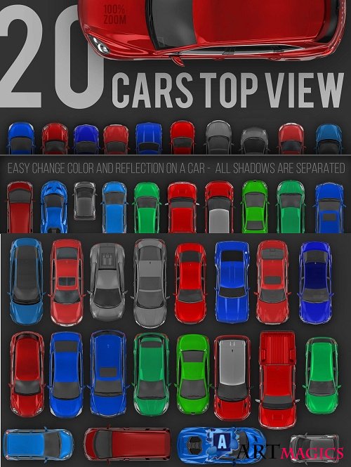 20 Cars top view renders - 4672076