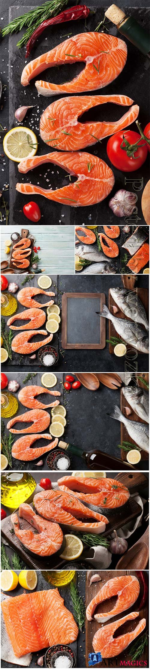 Raw salmon fish fillet beautiful stock photo