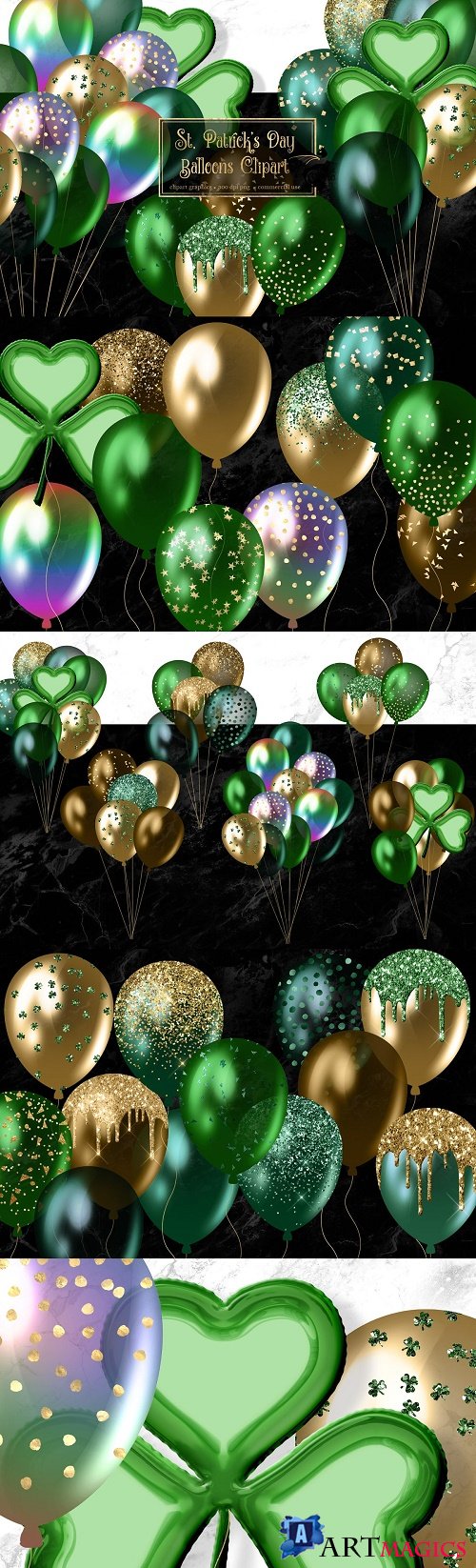 St Patrick's Day Balloons Clipart - 4459798