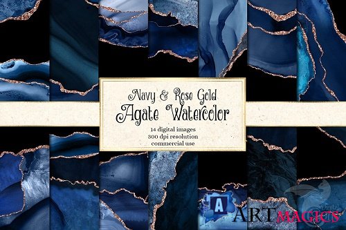 Navy & Rose Gold Agate - 4505413