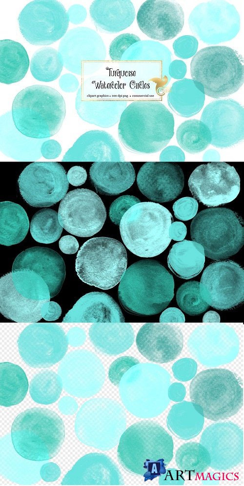 Turquoise Watercolor Circles - 4615717