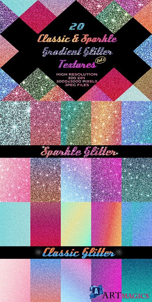 20 Classic & Sparkle Gradient Glitter Textures Vol 2