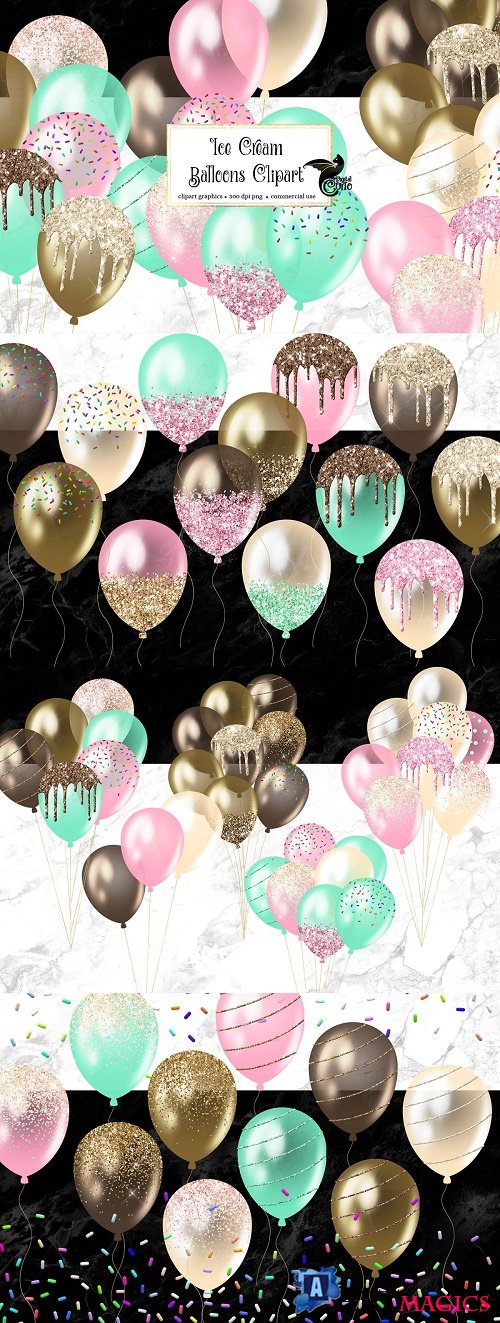 Ice Cream Balloons Clipart - 4479644