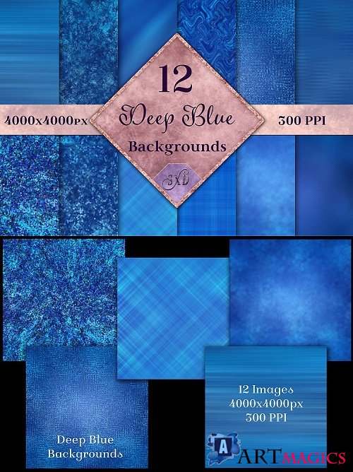 Deep Blue Backgrounds - 12 Image Textures Set - 516544