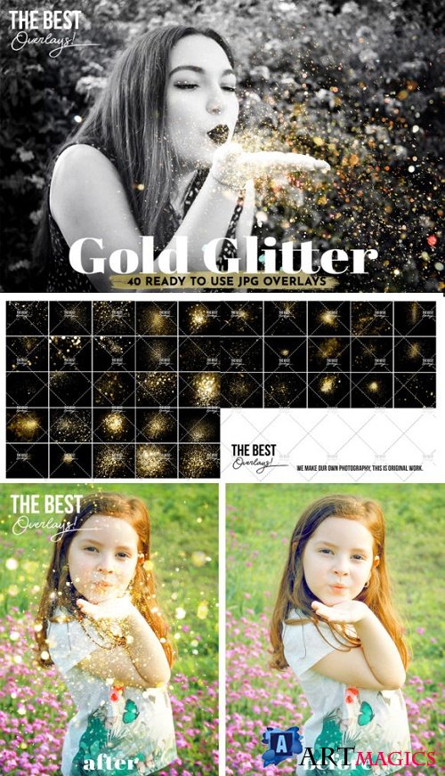 40 Blowing Glitter Photoshop Overlays 