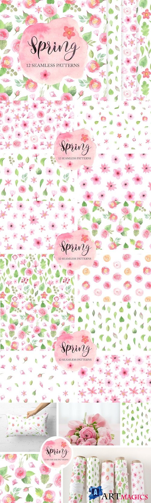 12 Spring Seamless Pattern Set - 3655540