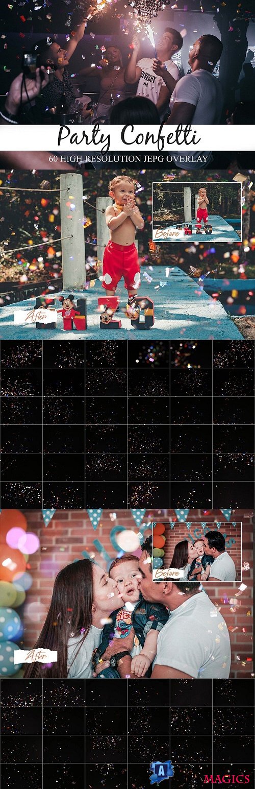 60 Party Confetti Overlays Realistic Falling Confetti - 516559