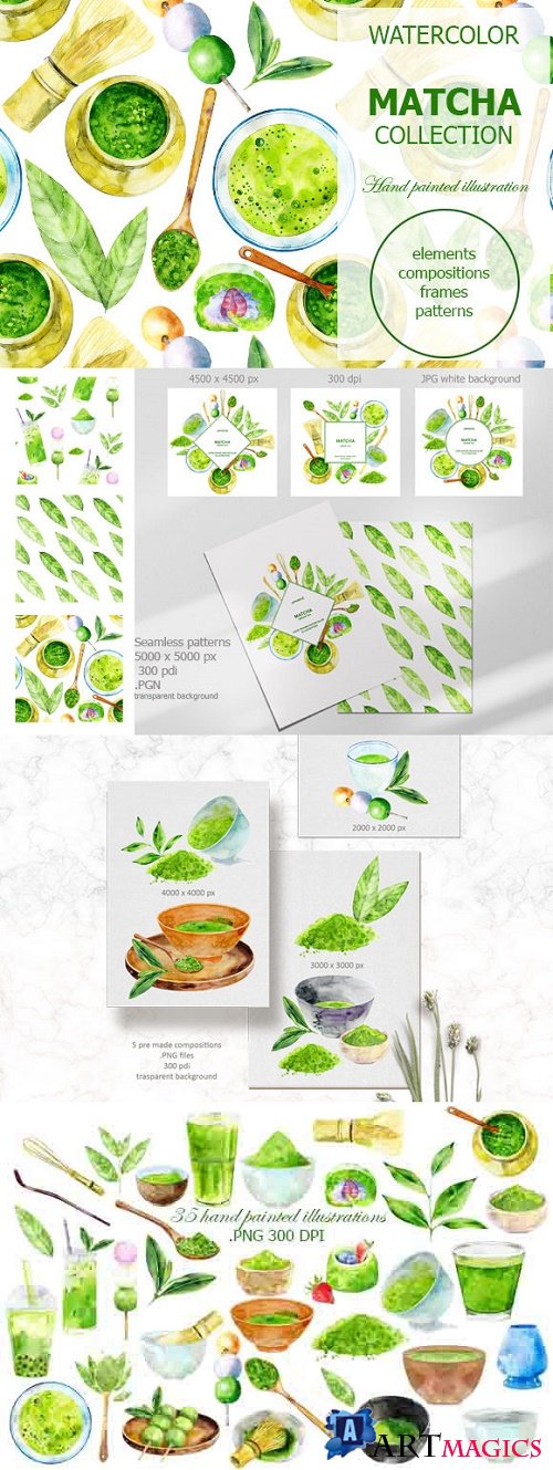 Watercolor Matcha Collection