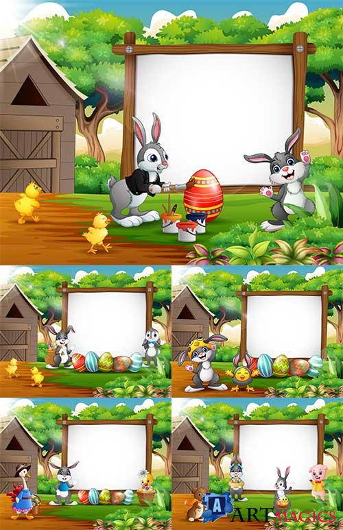      2 / Easter backgrounds in vector 2