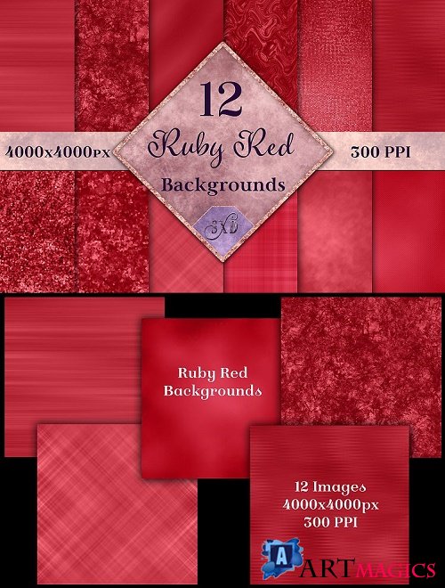 Ruby Red Backgrounds - 12 Image Textures Set  - 517719