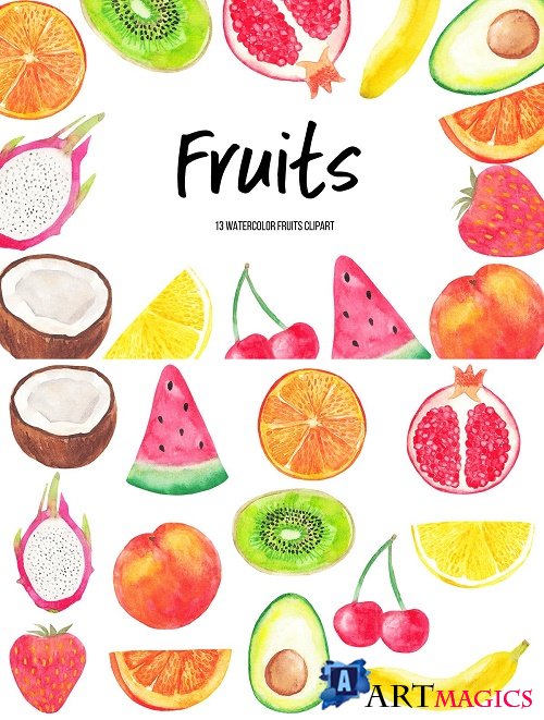Watercolor Fruits Clipart - 4702264