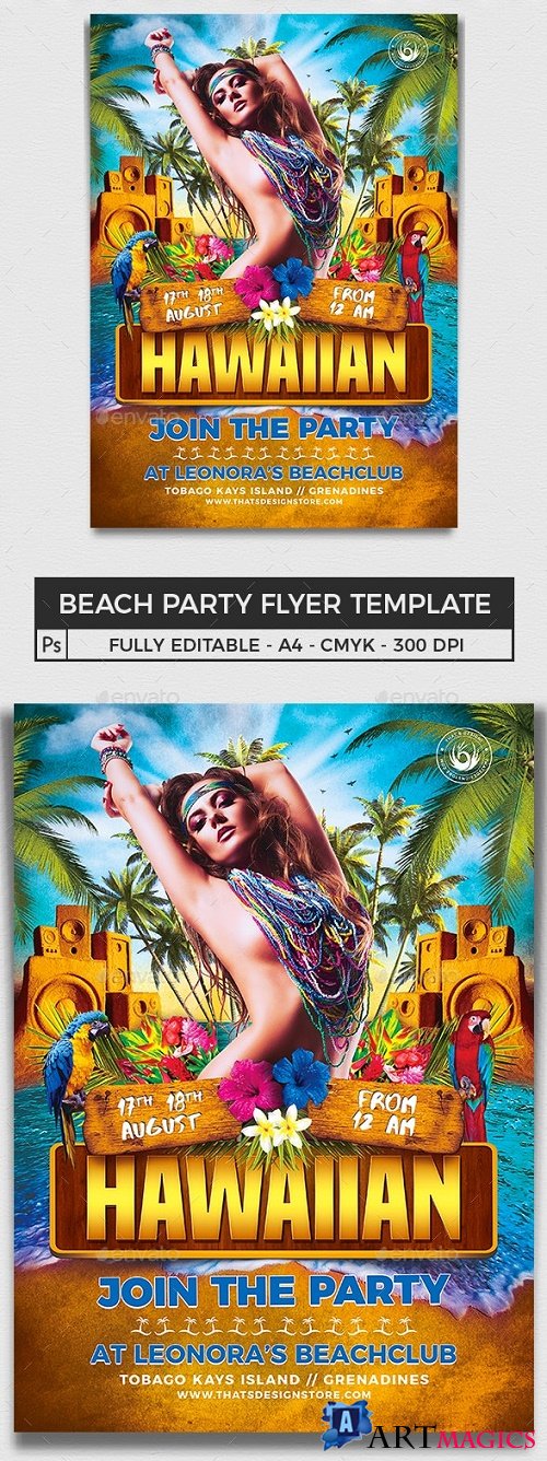 Beach Party Flyer Template V5 - 8146194 - 91220