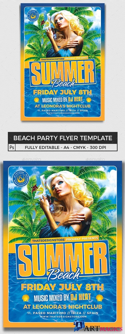 Beach Party Flyer Template V6 - 8157469 - 91230