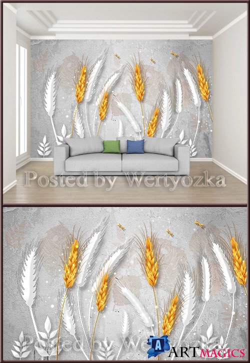 3D psd background wall simple abstract rice shovel stylish gray