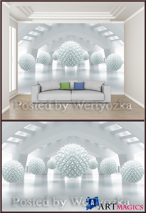3D psd background wall creative three dimensional space ball