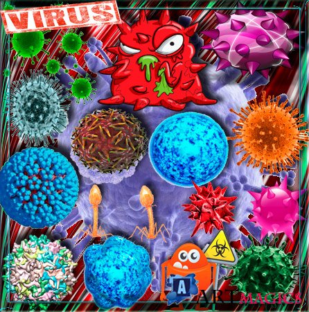 Прозрачные картинки для фотошопа - Вирусы, коронавирусы