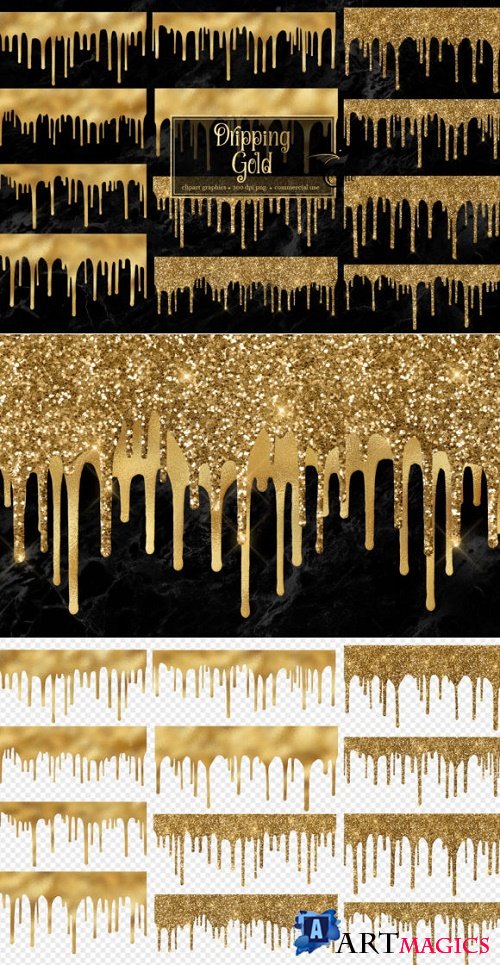 Dripping Gold Clipart - 4713356