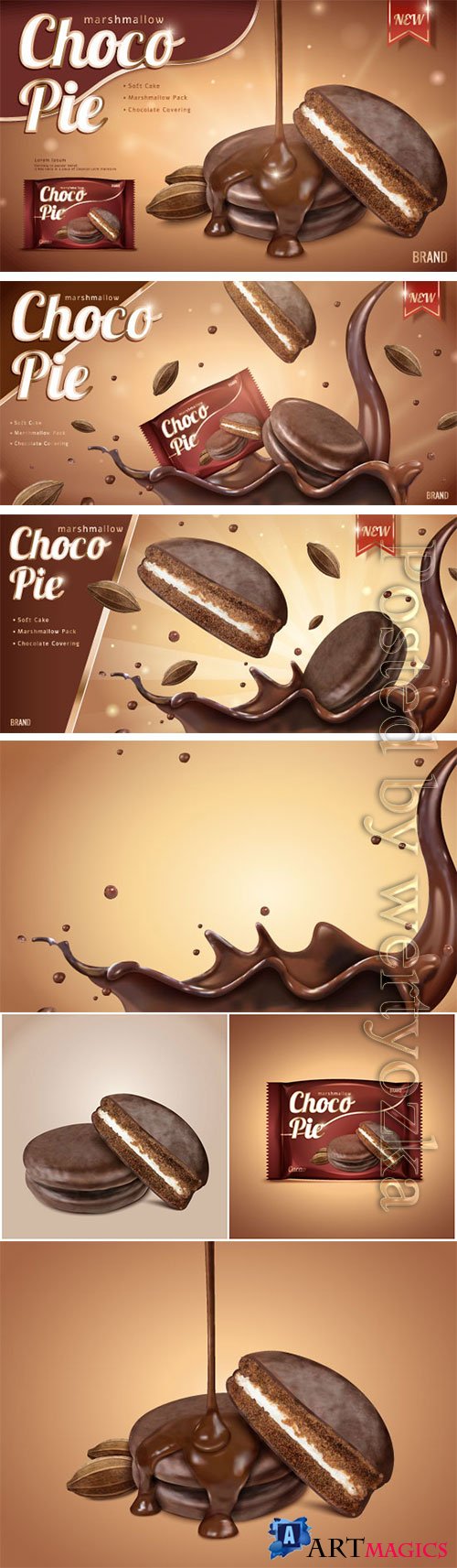 Choco pie ads with splashing syrup