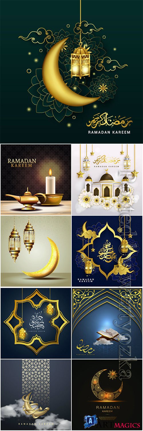 Ramadan kareem celebration with lanterns and moon # 4