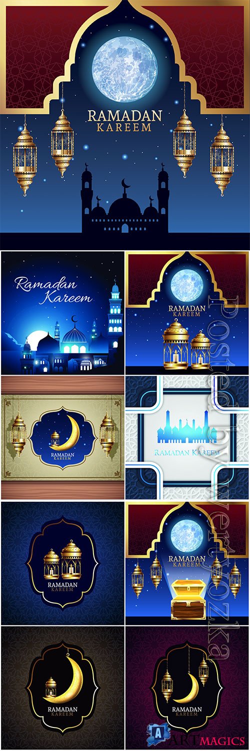 Ramadan kareem celebration with lanterns and moon # 3