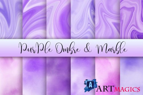 Purple Ombre and Marble Background