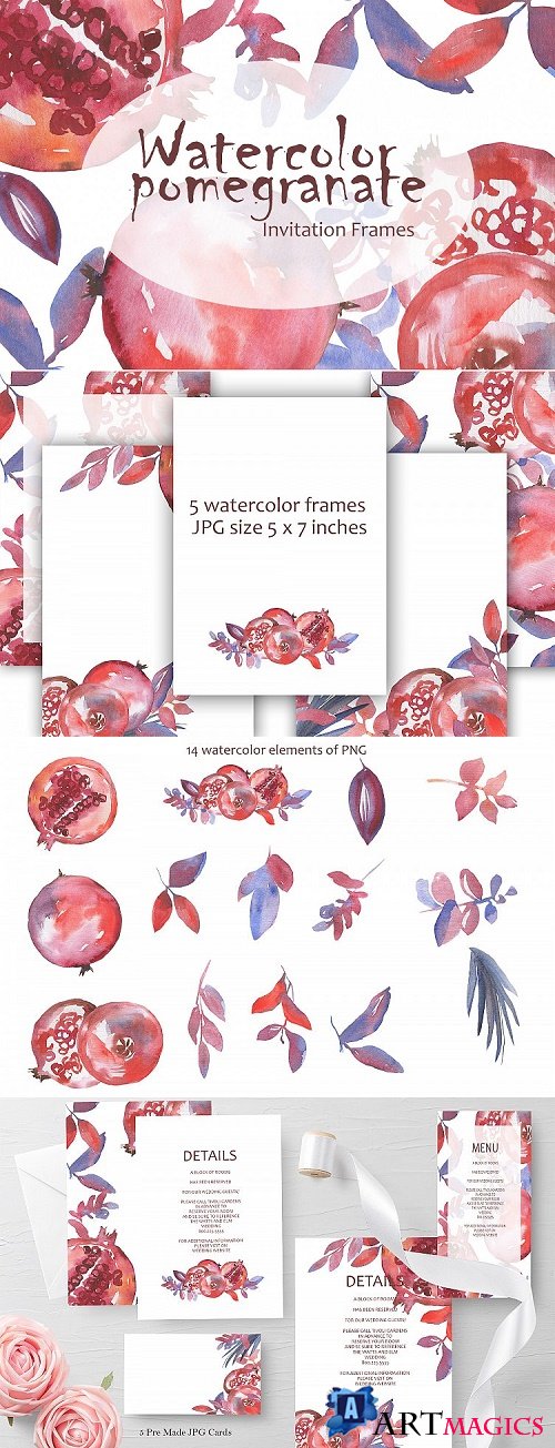 Watercolor pomegranate - 520291