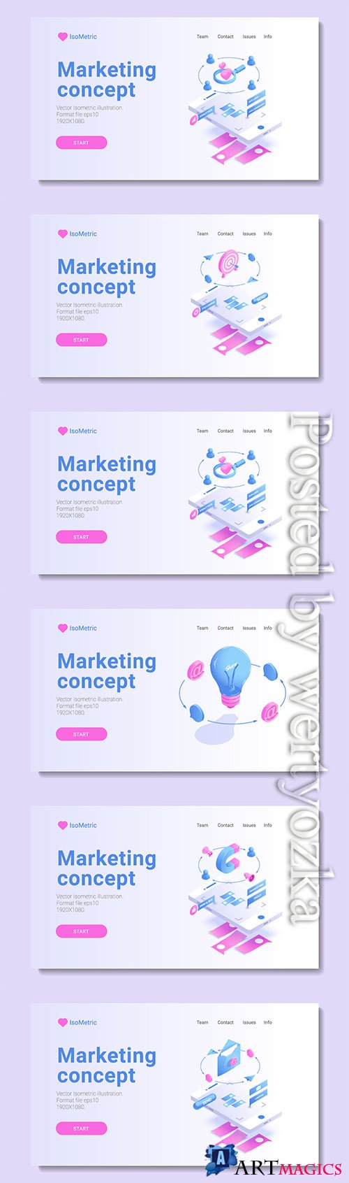 Set of banners with isometric vector illustration # 3