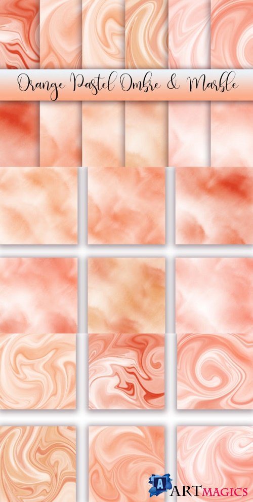 Orange Pastel Ombre and Marble
