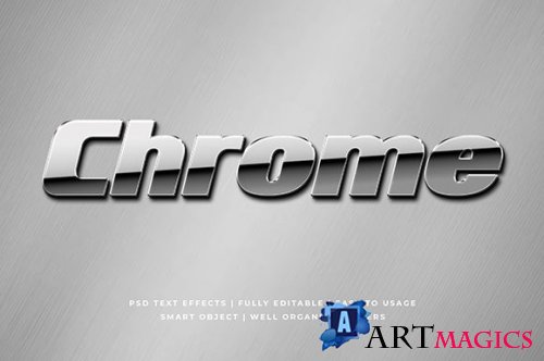 Chrome Metallic 3d Text Effect Mockup