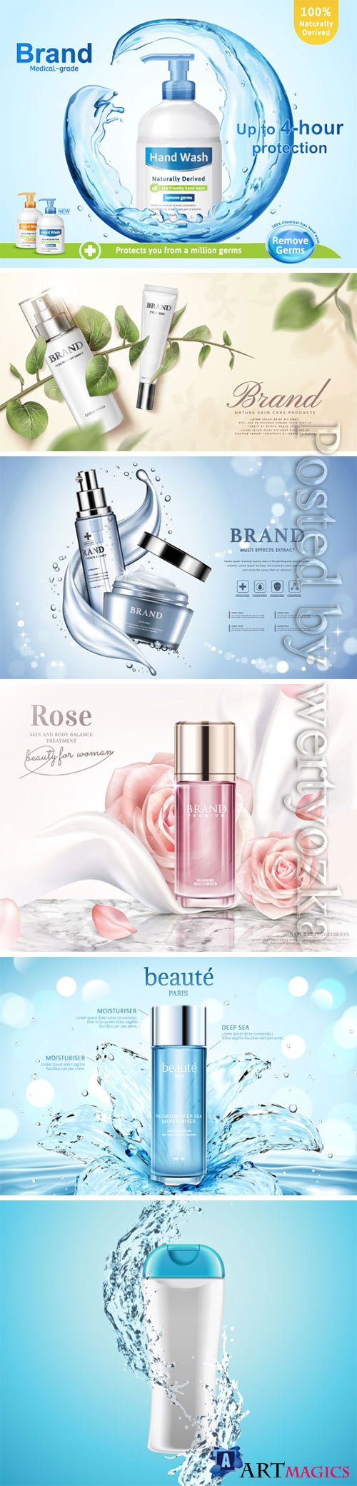 Cosmetics advertising vector posters, perfume, cream, nail polish # 2