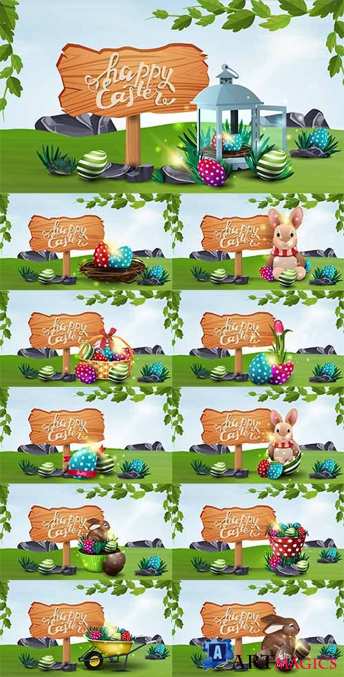      4 / Easter backgrounds in vector 4