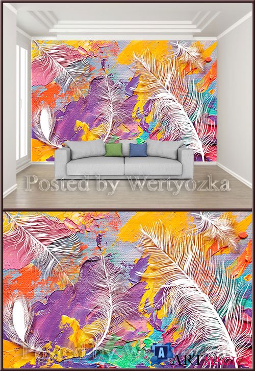 3D psd background wall modern art oil color