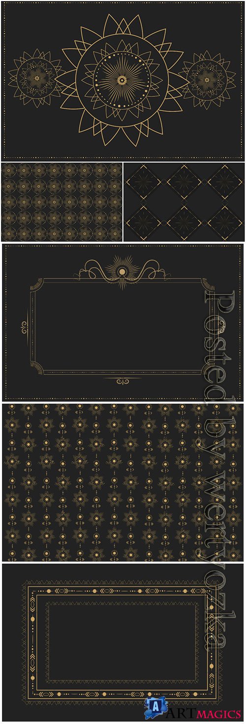 Royal vector backgrounds with gold patterns