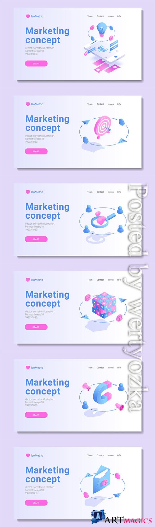 Set of banners with isometric vector illustration # 7