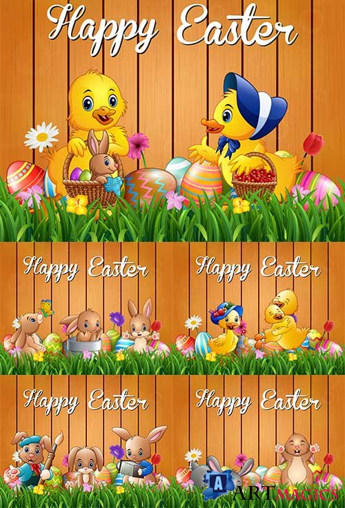      5 / Easter backgrounds in vector 5