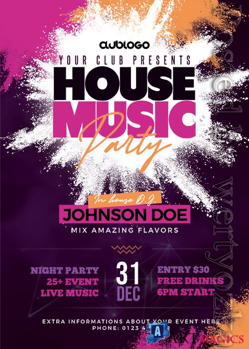 House Music Party - Premium flyer psd template