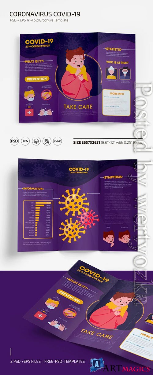 Coronavirus Tri fold Template - Premium flyer psd template