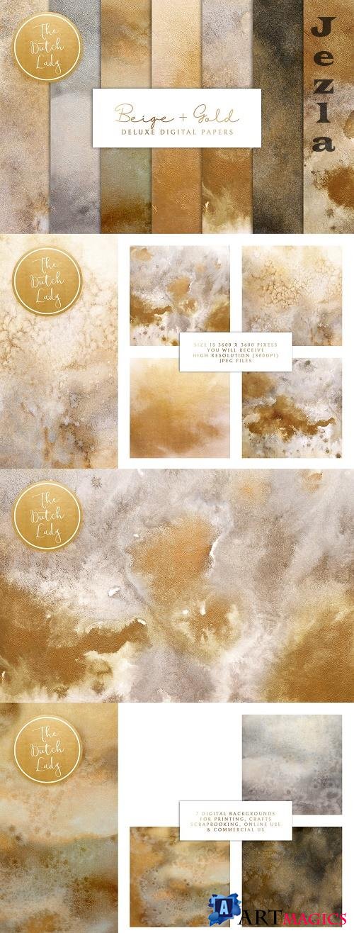 Beige & Gold Digital Backgrounds - 4751737