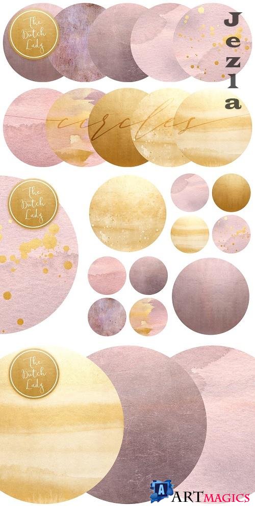 Blush & Gold Circle Clipart Set - 4757902