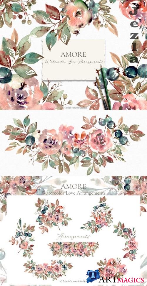 Amore - Watercolor Floral Arrangements