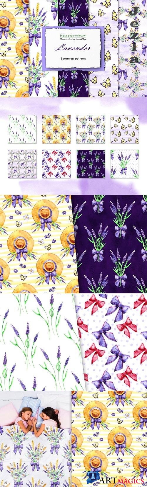 Watercolor lavender digital paper - 4767910
