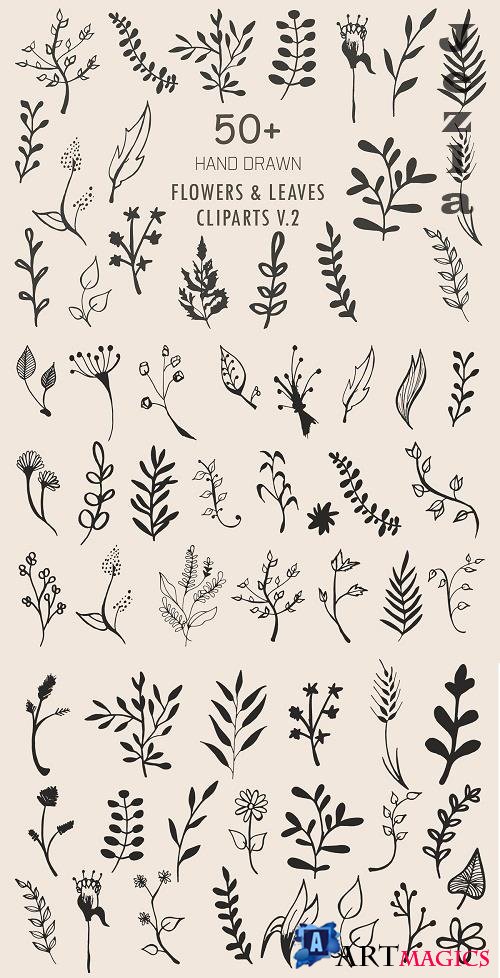 50+ Flowers & Leaves Cliparts V2 - 4772920