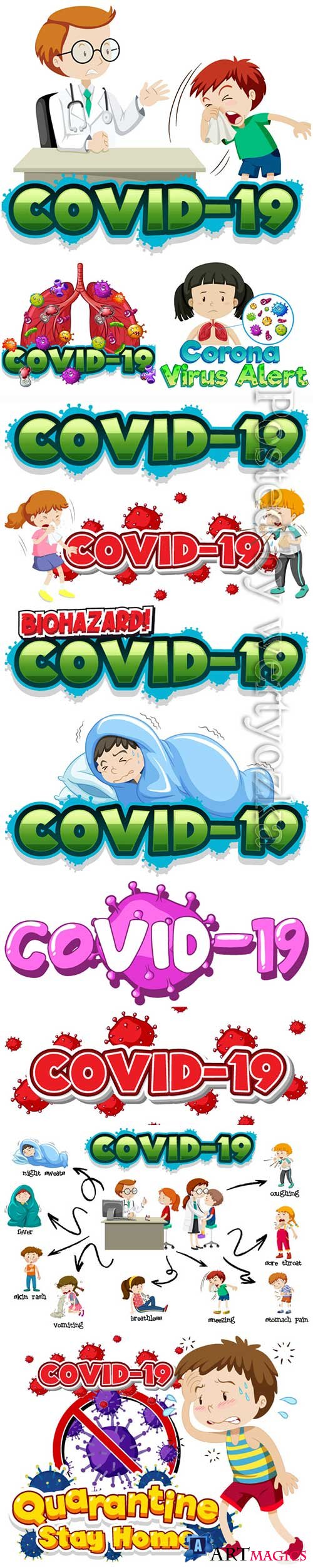 COVID 19, Coranavirus vector illustration sets # 20