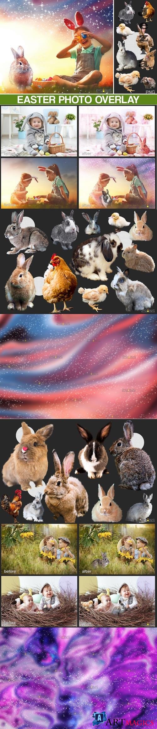 Easter backdrop, Photoshop overlay, Flower frame overlays - 533436
