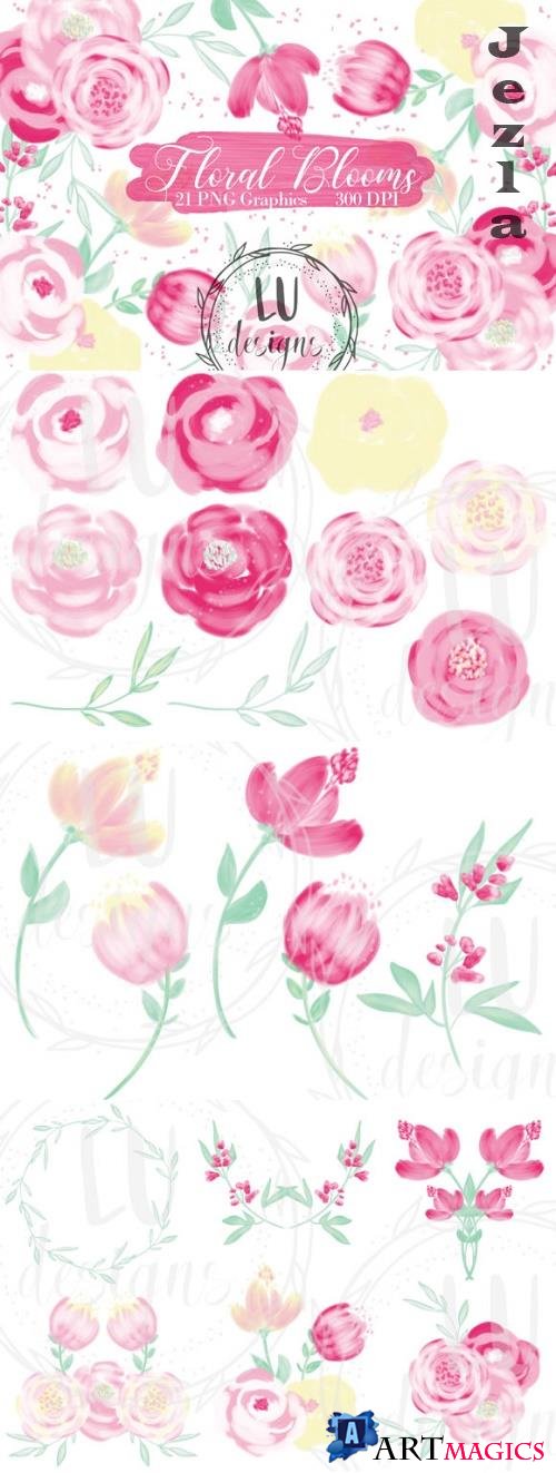 Wedding Pink Flowers Floral Clipart