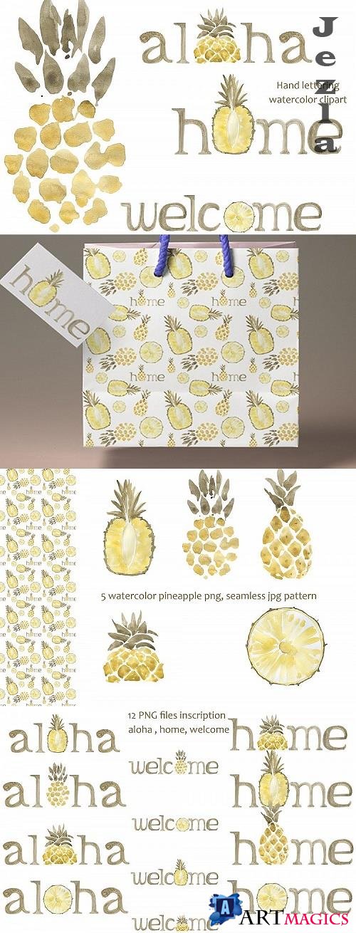 Hand lettering with to pineapple - 534283