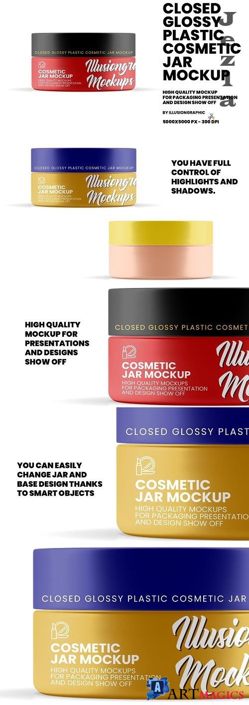 Glossy Plastic Cosmetic Jar Mockup - 4822502