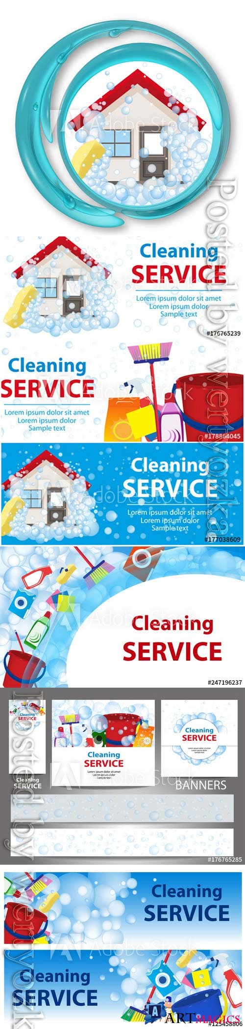 Poster template for house cleaning services vector design
