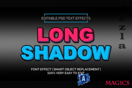 Long Shadow Effect Text Style Premium