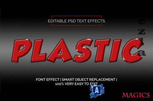 Red Plastic Text 3D Style Premium